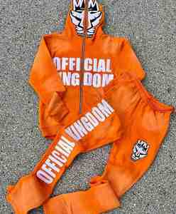 Fabricants de vêtements personnalisé éponge lavage à l'acide graphique strass vieilli sweat à capuche et pantalon de survêtement ensemble survêtement survêtement hommes - Product Image 3