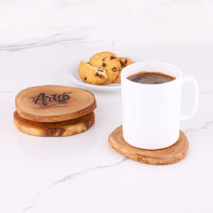 ที่รองแก้วทำจากไม้ทรงกลมแบบพรีเมี่ยมอุปกรณ์สำหรับเครื่องดื่มที่มีการสลักดีไซน์ - Product Image 4