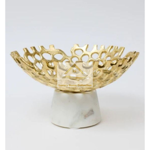 Bol en verre pour fruits secs Couleur dorée Feuille autour de l'aluminium Matériau coulé Vaisselle de table Fine Dine Home Decorative Bowl - Product Image 5