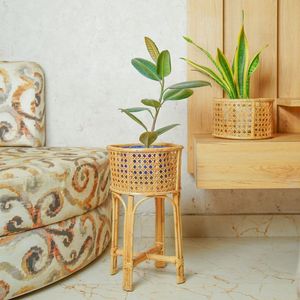 Macetas grandes de ratán hechas a mano de bambú de Metal más vendidas, macetas para interiores y exteriores, macetas altas para jardín, cesta de ratán - Product Image 3