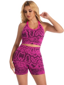Ensemble de yoga sans couture pour femmes, vente en gros personnalisée, soutien-gorge de sport et short à taille élastique, vêtements de fitness en polyester de haute qualité - Product Image 4