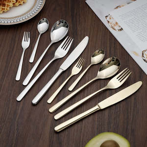 Ensemble de couverts en argent pour une salle à manger moderne, couverts en acier inoxydable durables pour la maison, la cuisine, les fêtes et les restaurants - Product Image 1