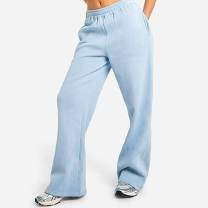 Pantalons de survêtement pour femmes, coupe droite, molleton doux, taille haute, coupe régulière, pantalon de détente, confortable pour tous les jours, hiver, dentelle, devant plat - Product Image 4