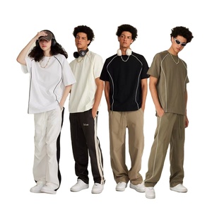 <b>summer</b> 305 heavy solid colour namely edge short-sleeved Europe and the United States ins street oversized <b>T</b>-<b>shirt</b> for <b>men</b> - Product Image 1