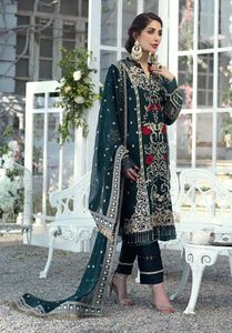 NEW ZARI EMBROIDERY ON LONG KURTA & <b>PANT</b> DRESS EMBELLISH BEAUTIFUL RESHAM, CRYSTAL GLASS BEADS,DABKA WORK for Party-WEAR @ 2022 - Product Image 2