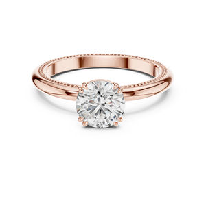 Bague de fiançailles vintage pour femme en or rose 14 carats avec diamant de laboratoire de 1 carat |   Diamant cultivé certifié IGI - Product Image 1