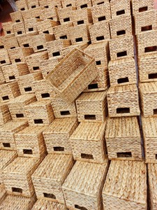 Paniers de rangement multi-usages écologiques en bambou tressé naturel, bacs organisateurs carrés pour étagères, organisateurs de jouets pour placards - Product Image 6