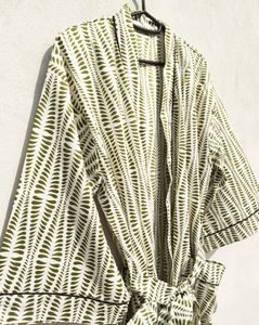 Bata Larga para Mujer, Estampado Floral, Bata de Algodón Indio, Regalos, Forro Estampado, Kimono de Algodón, Kimono para Fiesta en la Playa - Product Image 3