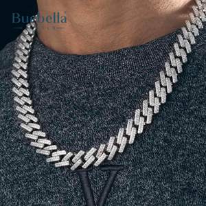 Collar de cadena cubana de diamante de moissanita de 14mm chapado en oro blanco de 14 quilates de plata 925 Premium para hombre con cierre de caja - Product Image 1
