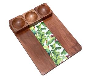Ensemble de 4 plateaux de service en bois naturel émaillé pour la maison, l'hôtel, le restaurant et les fêtes d'anniversaire. - Product Image 1
