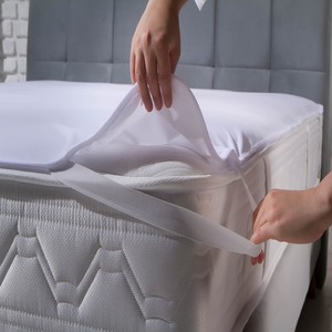 Blanco 160 GSM Terry impermeable hoja textil para el hogar 100*200/160*200/200*200 CM tamaños con esquina elástica y encuadernación completa - Product Image 2