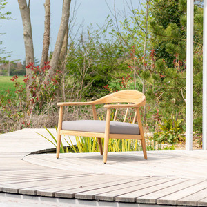 Chaise longue Dana en teck finition couleur naturelle avec coussin - Product Image 2