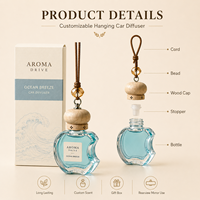 Diffuseur de parfum de voiture suspendu réglable avec bouchon en bois, flacon de parfum personnalisé, désodorisant de luxe sur mesure pour voiture