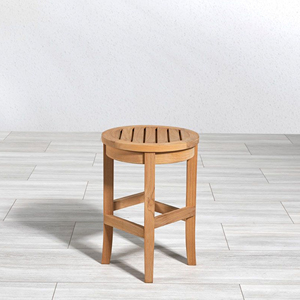 Silla de Barra Redonda de Estilo Minimalista para Exteriores, Sillas de Madera de Teca para Isla de Cocina - Rima - Product Image 4