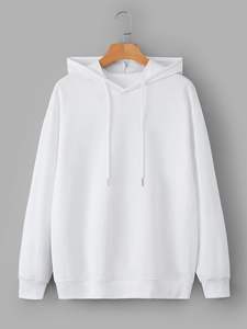 Sudaderas con capucha de mujer de tela de mezcla de poliéster y algodón personalizadas Sudadera con capucha de gran tamaño informal en blanco con logotipo bordado para mujer - Product Image 3