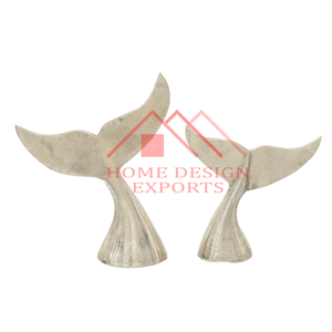 Sculpture de baleine côtière en aluminium argenté pour dessus de Table - Product Image 4