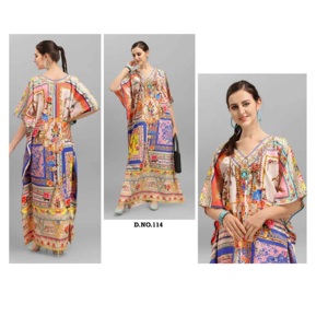 Caftan pakistanais indien à la mode et concepteur confortable en crêpe de polyester pour femmes pakistanais Collection de vêtements de plage au design lourd - Product Image 1