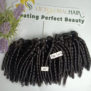 Paquete de cabello humano crudo de trama doble rizado de alta calidad Super Double Drawn No enredado o cabello procesado Precio al por mayor - Product Image 1