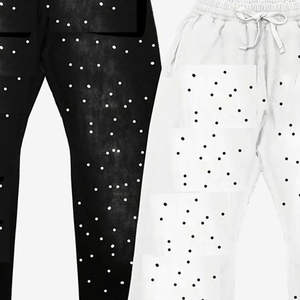 กางเกงผู้ชายผ้าฝ้าย 100% ทรงจ็อกเกอร์ ขาตรง ทรงหลวม สไตล์วินเทจ ล้างสีแบบฟอก  รับทำโลโก้ประดับเพชรตามแบบที่ต้องการ - Product Image 3