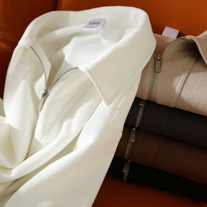 Polo de manga corta para hombre, camiseta de Polo de manga corta con hombros caídos y cuello con cremallera informal de algodón pesado transpirable suave para hombre - Product Image 4