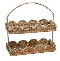 Grand panier de fruits et légumes en métal jute de haute qualité en forme de fleur à 3 étages pour la maison
