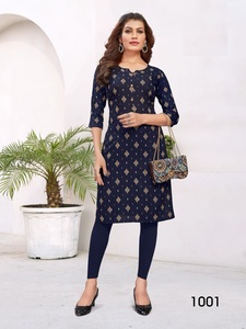 Liva Approved Women's Formal Party Wedding Rayon Slub 16KG Quick Dry Straight Style Multi Color Regular Fit All Seasons <b>Kurti</b> - Product Image 5