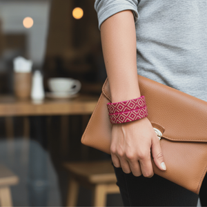 Juego de 2 Brazaletes de Laca con Textura de Diamante Magenta, Brazaletes y Pulseras Premium - Product Image 2