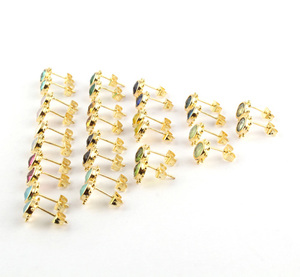 Boucles d'oreilles rondes en Onyx noir, Look charmant, design minimaliste, plaqué or, boucles d'oreilles Push Back, cadeau - Product Image 5