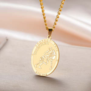 Pendentif de lutteur vintage plaqué or, argent sterling 925, pendentif de lutte sportif, collier, bijoux, cadeaux pour hommes et femmes - Product Image 2