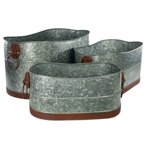 Maceta de Metal galvanizada de estilo elegante, venta de fábrica, mango de cuerda, maceta galvanizada, maceta decorativa para suelo de balcón para jardín - Product Image 5