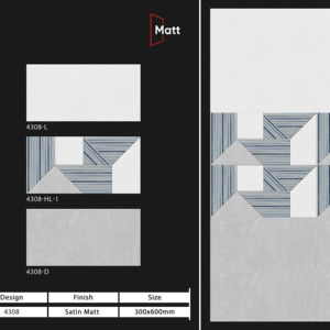 Carreaux muraux en céramique 300x600mm pour salle de bain et cuisine, finition brillante mate effet sucre, design mural intérieur luxueux. - Product Image 1
