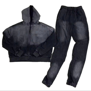 Manufacturer Custom Logo High Quality Stacked Jogging Suits Slim Fit Solid Color Wholesale Stacked Sweat Tracksuits Custom Fashion Acid Wash Suits - Product Image 1