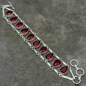 Handmade 925 Sterling Silver Garnet <b>Bracelet</b> Red Gemstone Jewelry Gift for Her or <b>Mom</b> for Parties and Christian Occasions - Product Image 2