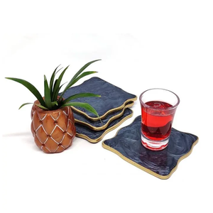 Sous-verres en résine pailletée faits à la main pour boissons Sous-verres en résine gris Fabriqués à la main Sous-verre fabricant de l'Inde - Product Image 6