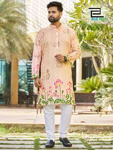 Kurta ชุดนอนพิมพ์ลายและปักผ้าเรยอนสำหรับงานเทศกาลผู้ผลิตและผู้จัดจำหน่ายจากอินเดียในอัตราที่ต่ำที่สุด - Product Image 4