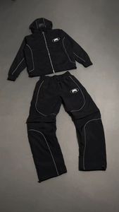 Conjuntos Deportivos Hip Hop Personalizados para Hombre, Corte Holgado, con Ribete en Contraste, Diseño Curvo 3D, Sudadera con Cordón de Nailon y Pantalones Jogger - Product Image 2