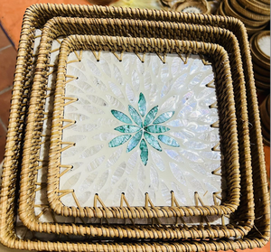 Bandeja redonda de mimbre de Vietnam para servir, cesta tejida a mano para frutas, pan, café, bebidas, exhibición de alimentos y Decoración de mesa - Product Image 1