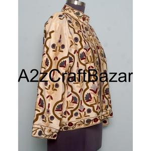 Veste en velours matelassée faite à la main pour femmes, best-seller, avec broderie florale, pour les vêtements ethniques, l'hiver et les occasions festives - Product Image 4