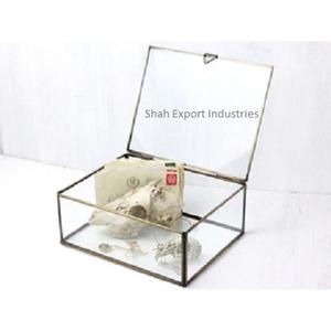 Joyero Rectangular de Latón y Vidrio, Caja de Exhibición Decorativa Chapada en Oro, Anillo, Pendiente, Caja de Almacenamiento de Joyas - Product Image 6