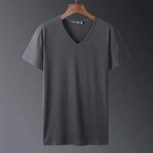 Pas cher Prix logo personnalisé impression logo hommes t-shirt vierge à manches courtes plaine hommes col en v t-shirts T-shirt pour hommes - Product Image 6