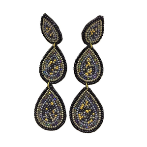 Seed Bead Embroidered <b>Earrings</b> Drop Shape <b>Earrings</b> From India <b>Handmade</b> <b>Earrings</b> for Women and Girls - Product Image 1
