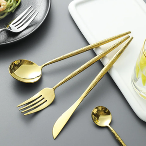 Couverts modernes en acier inoxydable doré de meilleure qualité couteau à dîner cuillère maison cuisine restaurant vaisselle décor de mariage événement - Product Image 1