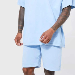 2025 haute qualité survêtement Shorts et T-shirt ensembles jumeaux 100% coton blanc goutte épaule double ensemble pour hommes - Product Image 5