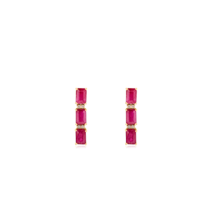 Diseñador hecho a mano productos más vendidos 100% auténtico rubí y Diamante sólido K14 oro amarillo pendientes colgantes joyería de boda - Product Image 1