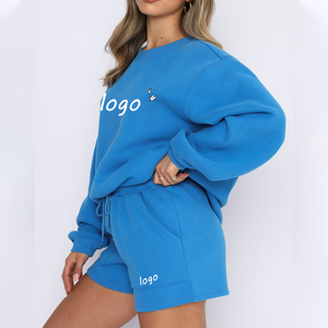 Ensemble de sweats Lounge Wear sweat-shirt deux sweat-shirt 2 pièces jogger Wear ensemble de shorts en coton pour femmes Service OEM - Product Image 5