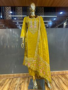 Latest Designer Soft <b>Organza</b> <b>Silk</b> Embroidery Work Kurti Set by Fab Zone - Product Image 5