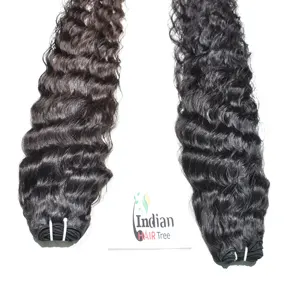 100% Trinh Nữ tóc Ấn Độ bán buôn xoăn Trinh tự nhiên đền thờ 100% màu đen mượt bó phần mở rộng tóc người