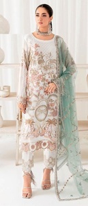 Venta al por mayor Faux Georgette con bordado pesado Diamante Traje de trabajo con parte inferior con red de mariposa Dupatta para las mujeres - Product Image 2