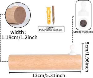 Porte-papier hygiénique mural porte-rouleau en bois porte-serviettes en papier suspendu avec crochet latéral serviette - Product Image 4