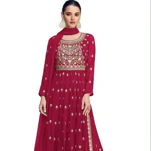 Gaun India gaun jaring Berat Anarkali Salwar Kameez untuk wanita dalam gaun fungsi pernikahan dan tradisional
